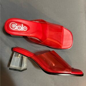 GOLO Slidex Lucite Slide Clear Block Heeled Sandal red Made In
Brazil Size 6.5